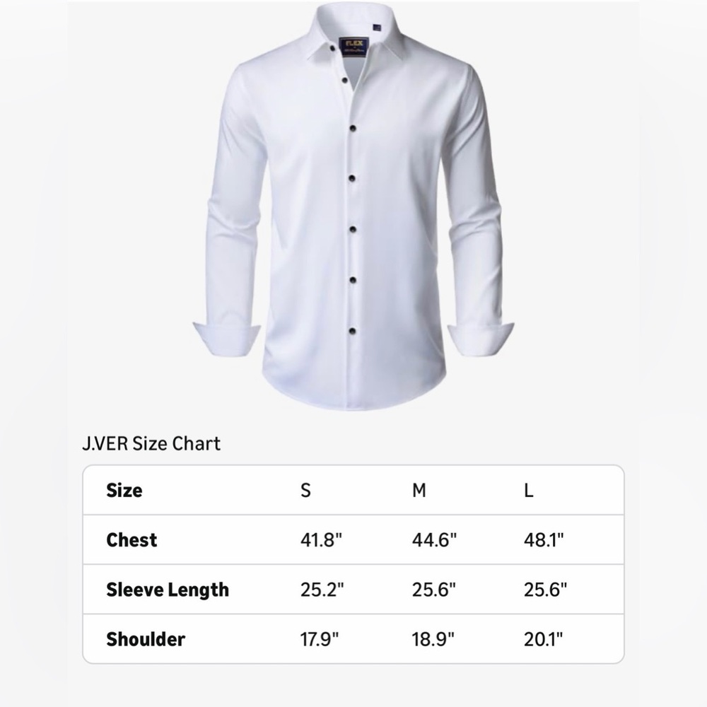 J.VER Men's Dress Shirts Solid Stretch Long Sleeve